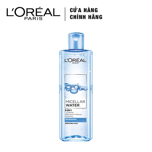 [Mã FMCGMALL -8% đơn 250K] Nước tẩy trang cho mọi loại da L'Oreal Paris 3-in-1 Micellar Water 400ml | BigBuy360 - bigbuy360.vn