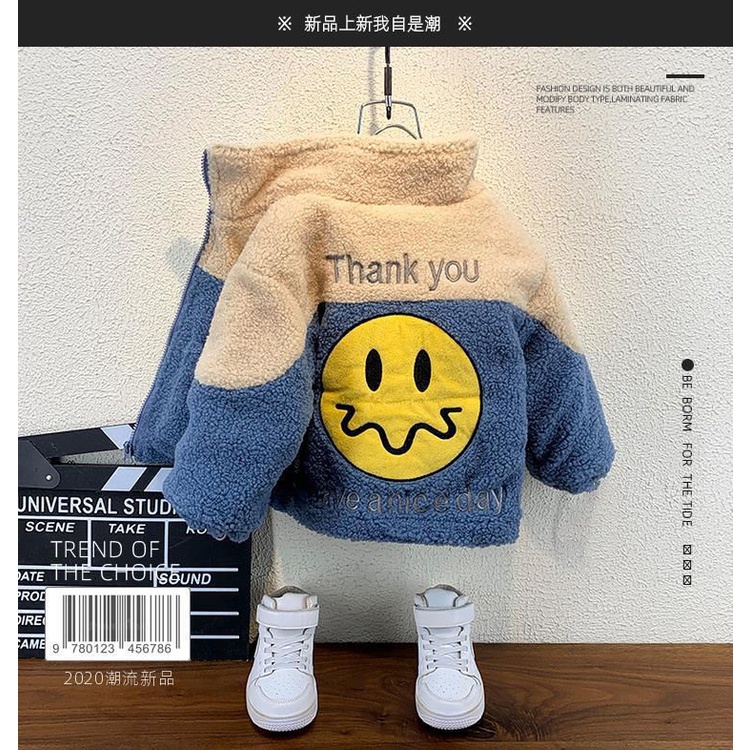 Áo Khoác Len Lông Cừu Thời Trang Thu Đông 2023 Mới Cho Bé Trai