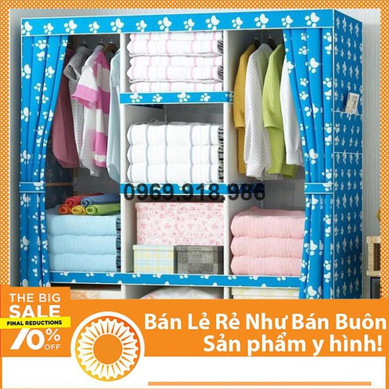 🎄 Tủ Vải Đựng Quần Áo 3 Buồng 8 Ngăn 3D Khung Sắt Đẹp Cao Cấp Giá Gốc Sỉ Rẻ 💛 Tổng Kho Gia Dụng An Giang 💛