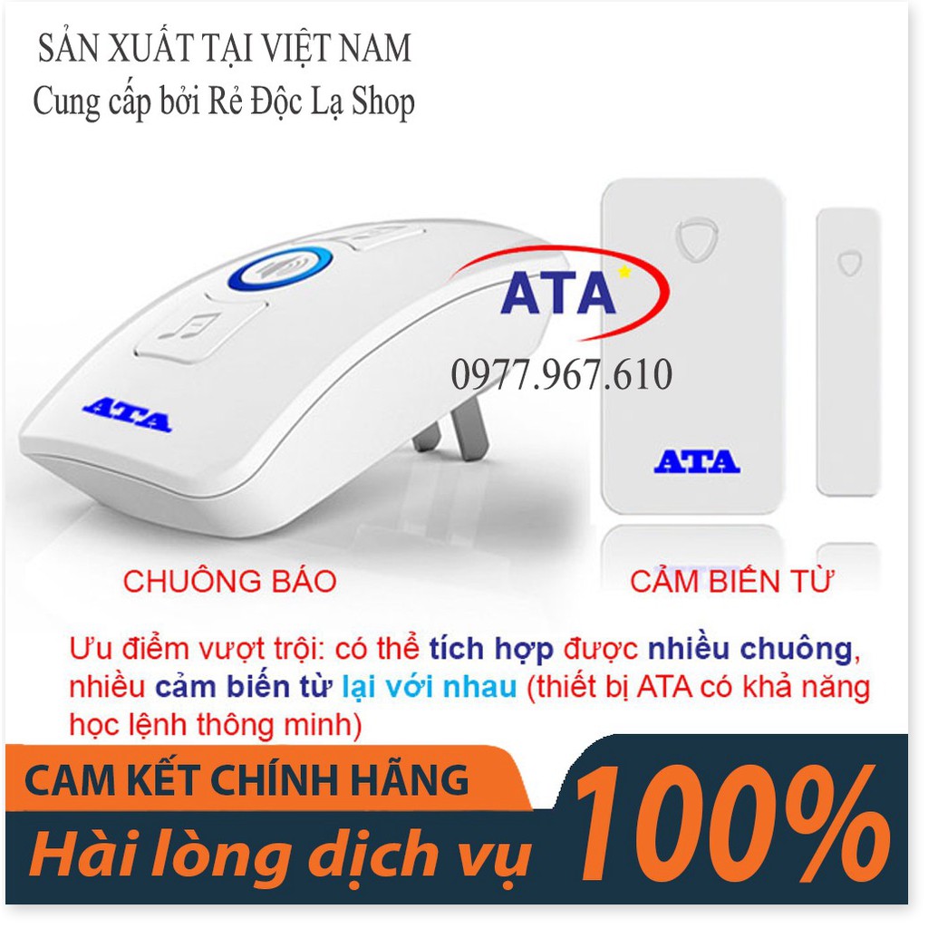 Chuông báo khách báo trộm cửa từ không dây báo khách- báo trộm ATA AT-332. Chuông báo khi cửa mở. Điện Gia Dụng Bảo Minh