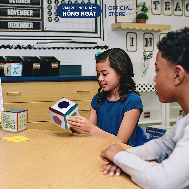 Xúc xắc cài thẻ to 10x10cm đồ dùng giáo cụ dạy học tiếng anh trong hoạt động trò chơi học tập của giáo viên GC10