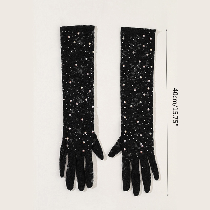 Găng Tay Ren Đính Đá Lấp Lánh Bảo Vệ Toàn Diện Cho Nữ