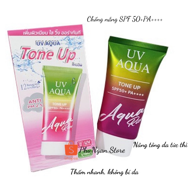 Kem chống nắng UV Aqua Water Essence/Tone Up 12Nangpaya Thái Lan 60ml (Dưỡng ẩm/Nâng tone)