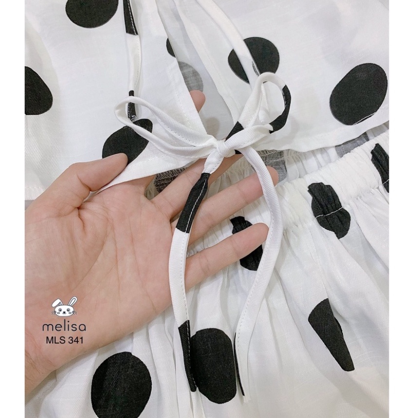 Đầm Công Chúa Tay Phồng Họa Tiết Chấm Bi Hở Lưng Dành Cho Bé Gái HOT