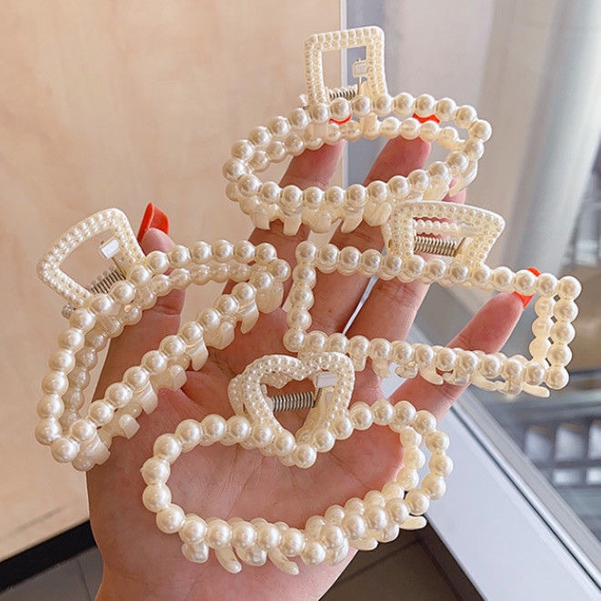 Kẹp Tóc Hình Cá Mập Đính Ngọc Trai Kích Thước Lớn Phong Cách Hàn Quốc 2023