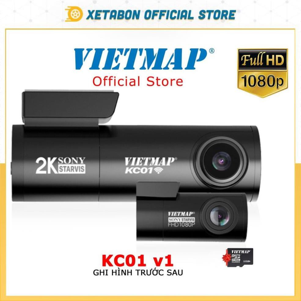 VIETMAP KC01-Camera hành trình Trước Sau, Kết Nối Wifi-Quay Phim 2K, Cam Sau Full HD Tặng Thẻ Nhớ 32gb
