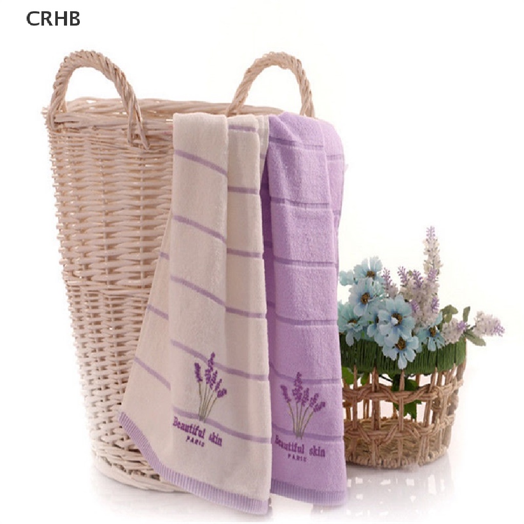 Crhb Set Khăn Tắm Cotton Thêu Hoa Oải Hương Mềm Mại Có Hương Thơm Tươi Mới