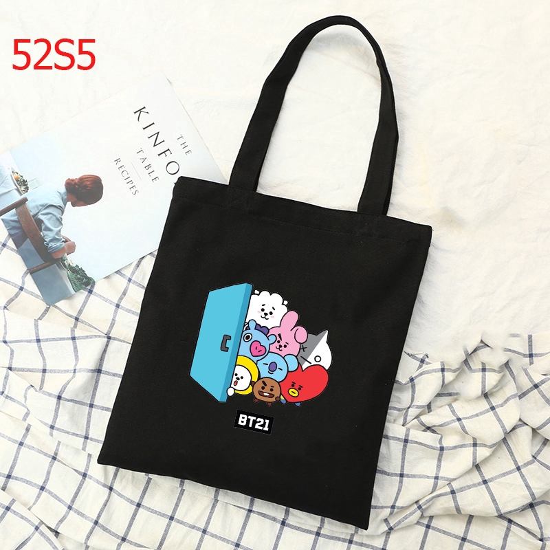 Túi tote vải đựng vật dụng hình BT21 xinh xắn tiện dụng