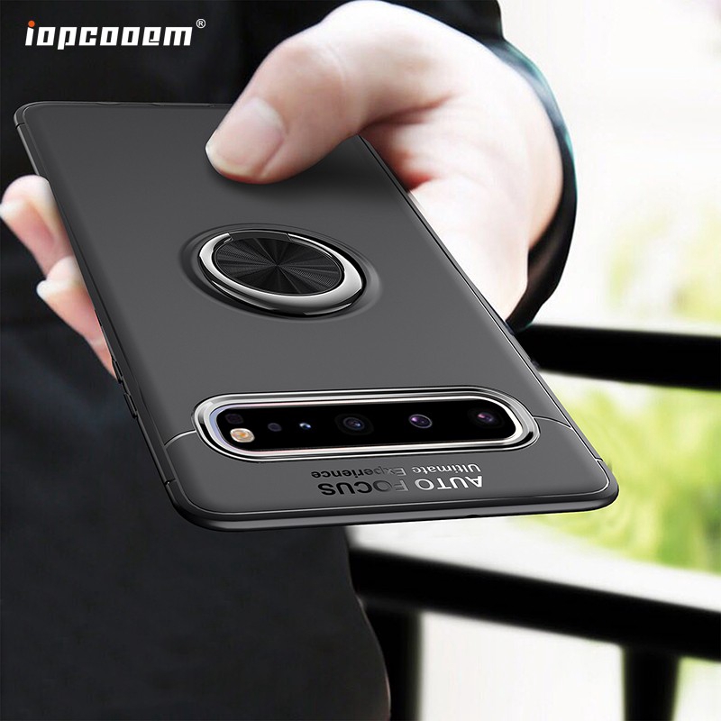 Ốp điện thoại siêu mỏng màu trơn có giá đỡ nam châm kim loại cho Samsung Galaxy S10 5G