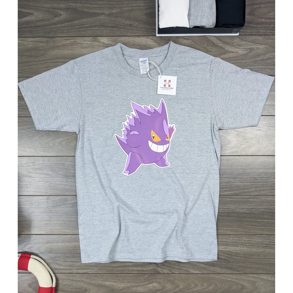 Áo thun hoạt hình Pokemon form suông rộng kiểu dáng street style 3 màu đen, trắng, ghi