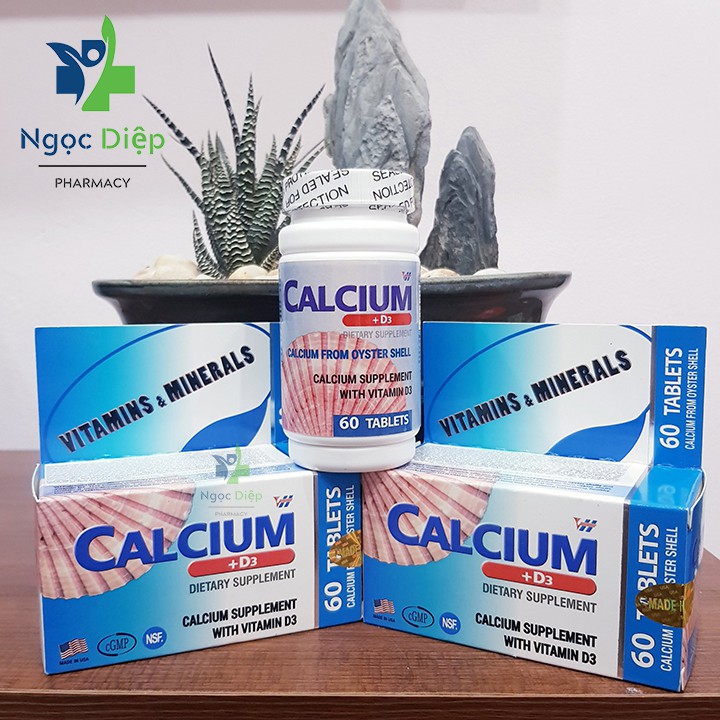 Viên uống bổ xung Canxi và vitamin D3 CALCIUM  HỘP 60 VIÊN nhập khẩu chính hãng DATE 2023