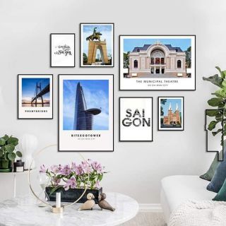 Tranh canvas phong cảnh Sài Gòn bộ 7 tranh