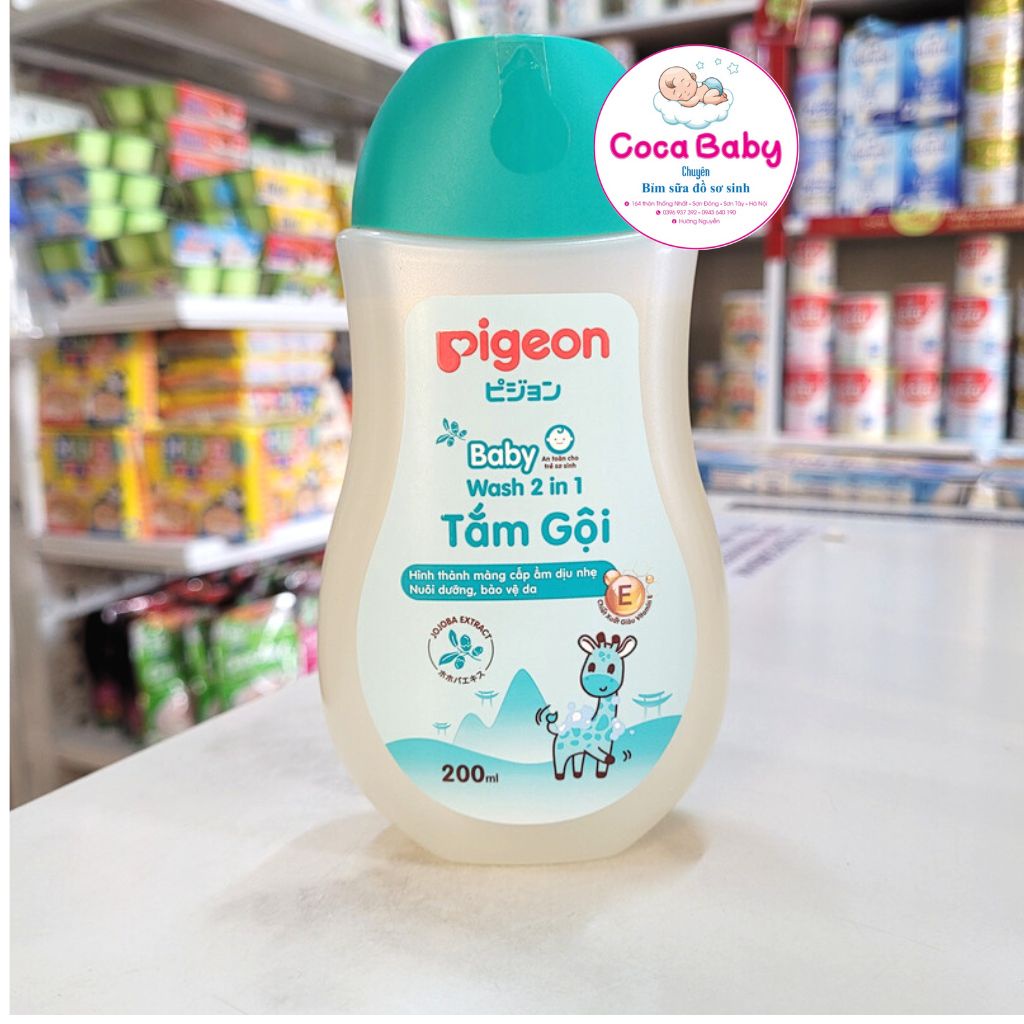 Sữa tắm gội dịu nhẹ Pigeon 200ml 2in1 Hoa hướng dương / Jojoba / Hoa anh đào Sakura⚡FREESHIP⚡