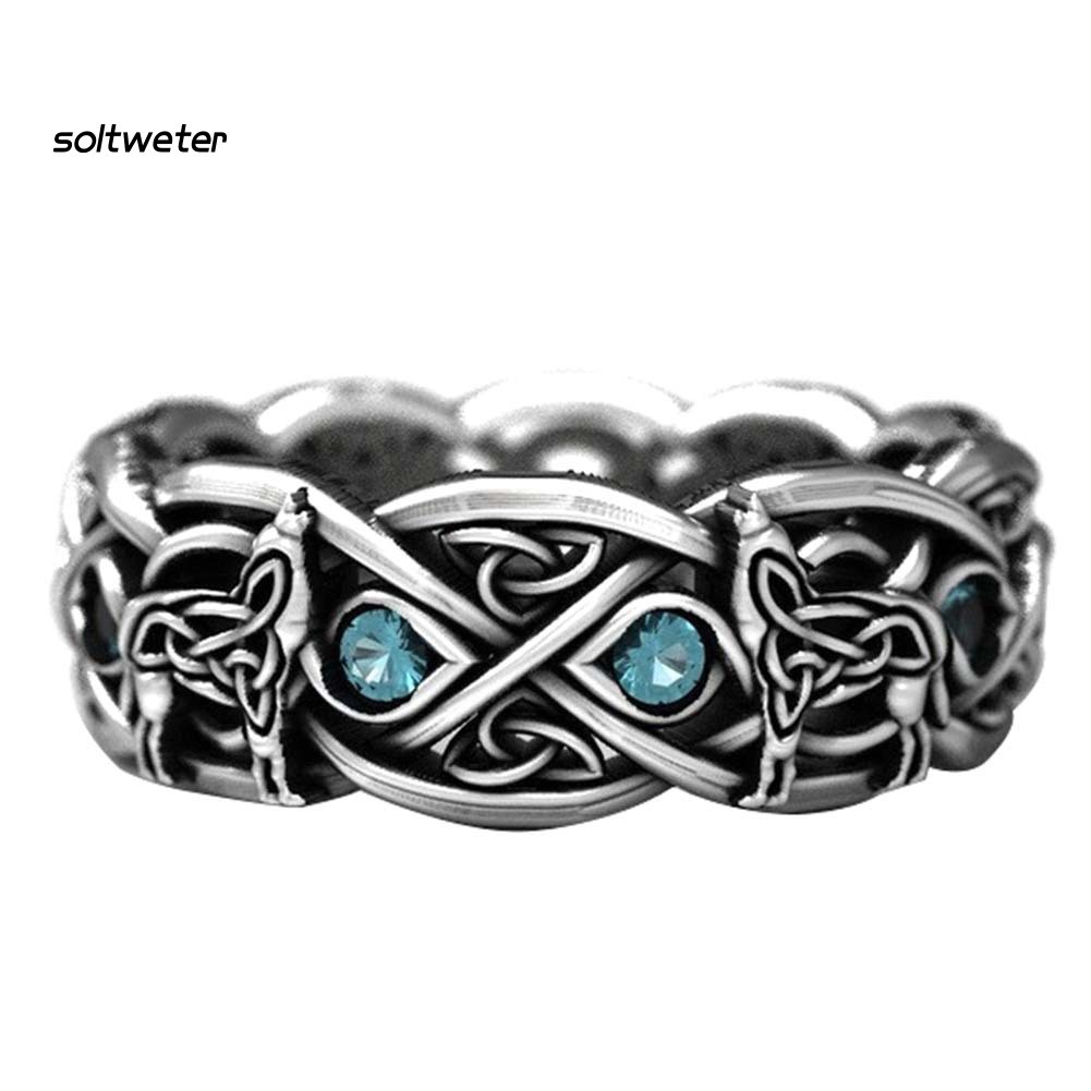 Nhẫn Mạ Bạc Đính Đá Topaz Nhân Tạo Phong Cách Cổ Điển Dành Cho Nam Và Nữ