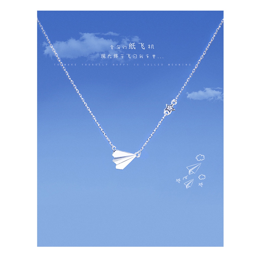 Vòng cổ bạc nữ PANSY hình máy bay thời trang, dây chuyền bạc Ý cao cấp The Planes