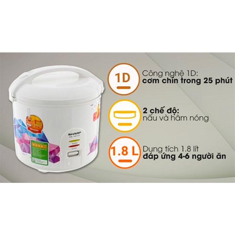 Nồi cơm điện Sharp 1.8 lít KS-18TJV