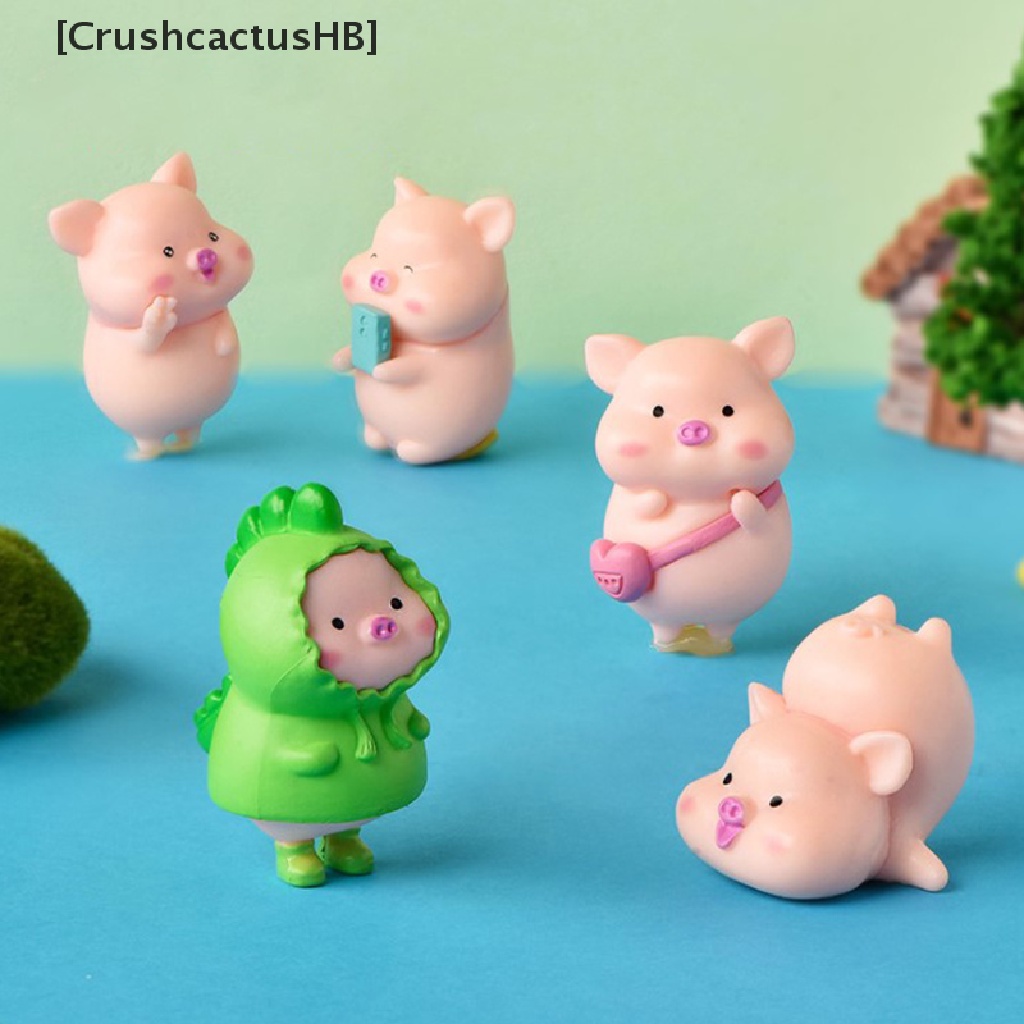 [CrushcactusHB] Set 7 Mô Hình Đồ Chơi Chú Heo Hoạt Hình Trang Trí Thu Nhỏ Bán Chạy