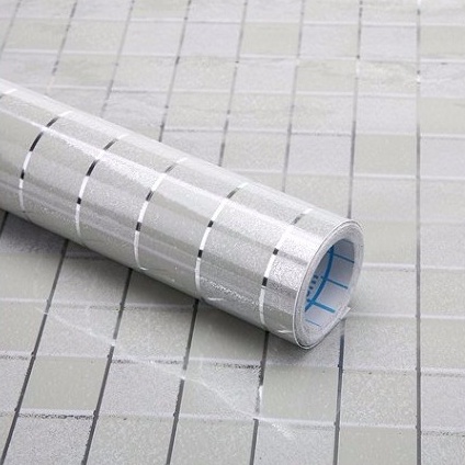 Decal giấy dán bếp tráng nhôm cách nhiệt màu bạc xám khổ 45cm