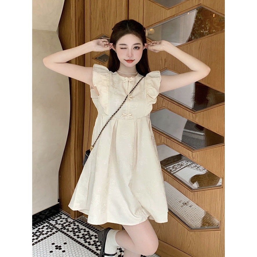 Váy babydoll Đầm Búp Bê Chữ A Cao Cấp Tay Bay Thắt Nơ Phong Cách Mới Mùa Hè Dành Cho Bạn Nữ