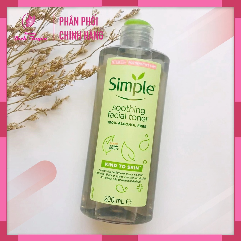 Nước Hoa Hồng SOOTHING FACIAL TONER SIMPLE cân bằng ẩm cho da 200ml BT Cosmetic