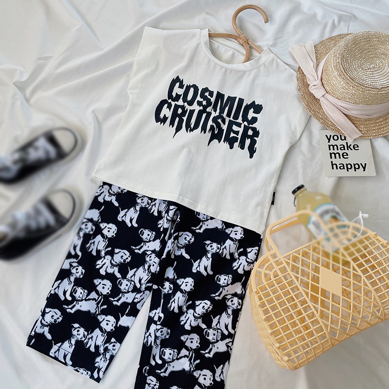 Se7en Bộ Quần Áo Mùa Hè Không Tay In Chữ Giản Dị Phong Cách Hàn Quốc Dành Cho Bé Gái