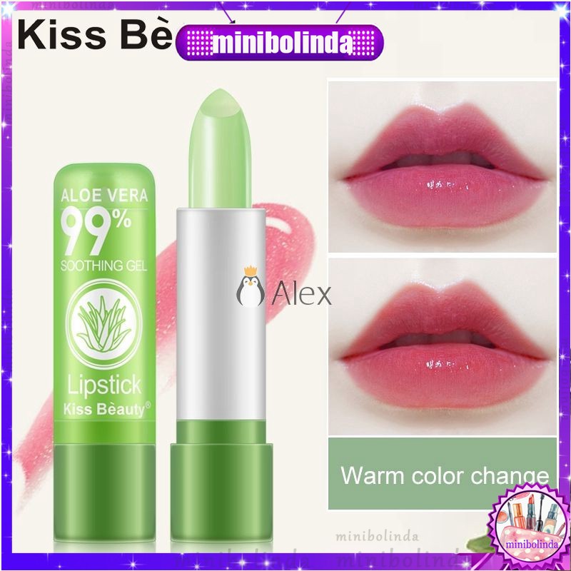 Son dưỡng lô hội Kiss Beauty thay đổi màu môi và chăm sóc môi 2020