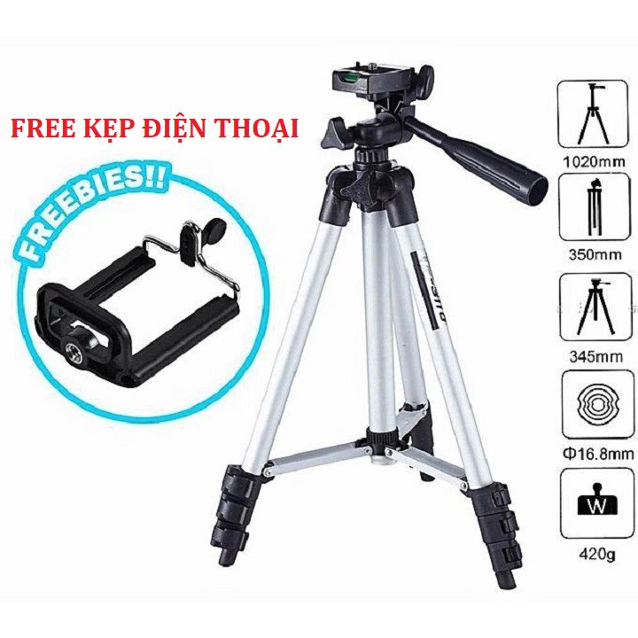 Gậy Tripod 3110A - Chân Đỡ Máy Ảnh Du Lịch - Có Kẹp Điện Thoại