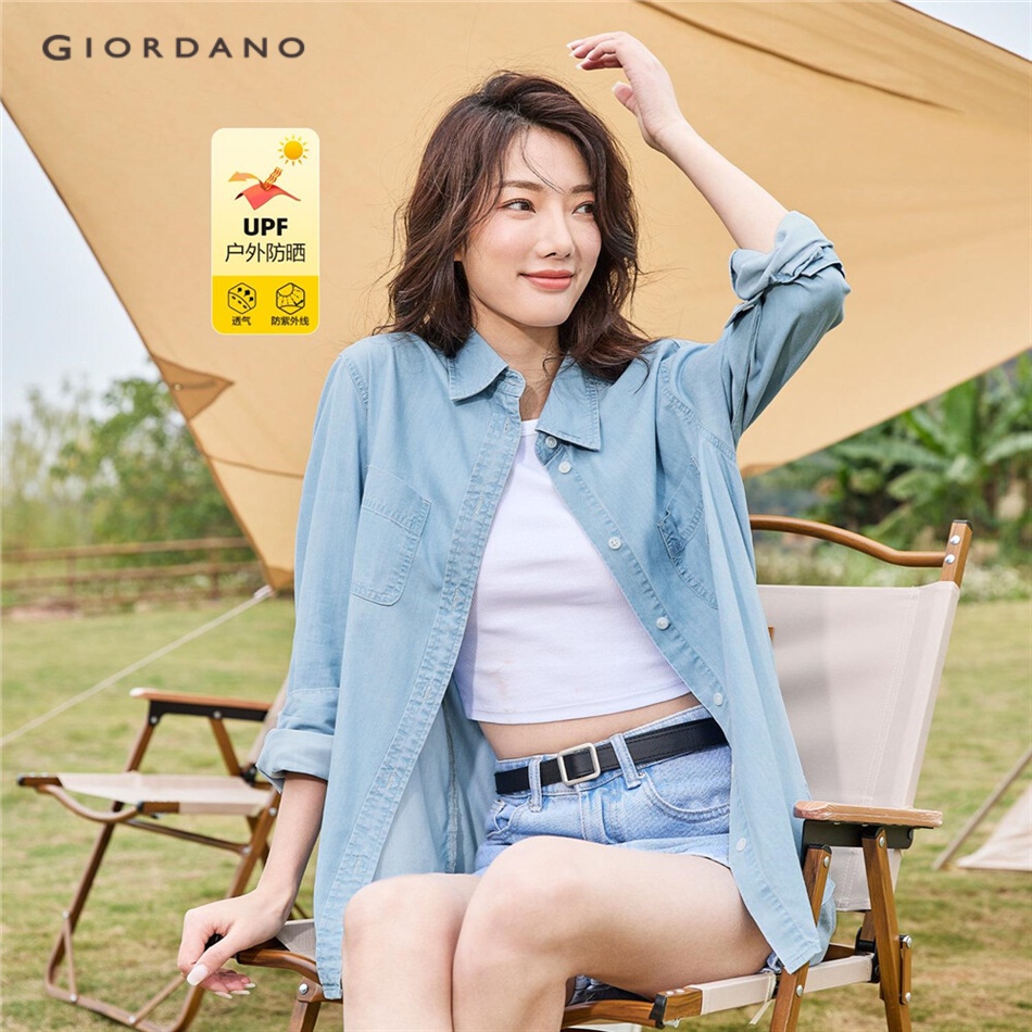 Áo sơ mi Giordano 1334222 vải jean chống nắng mùa hè công nghệ chế tạo chất lượng cao