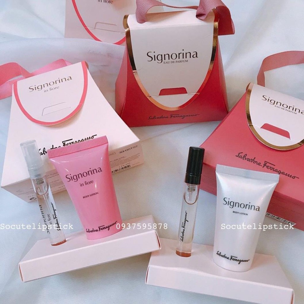 Set Nước Hoa Salvatore Ferragamo Signorina EDP (Lotion + Nước Hoa 5ml) | Thế Giới Skin Care