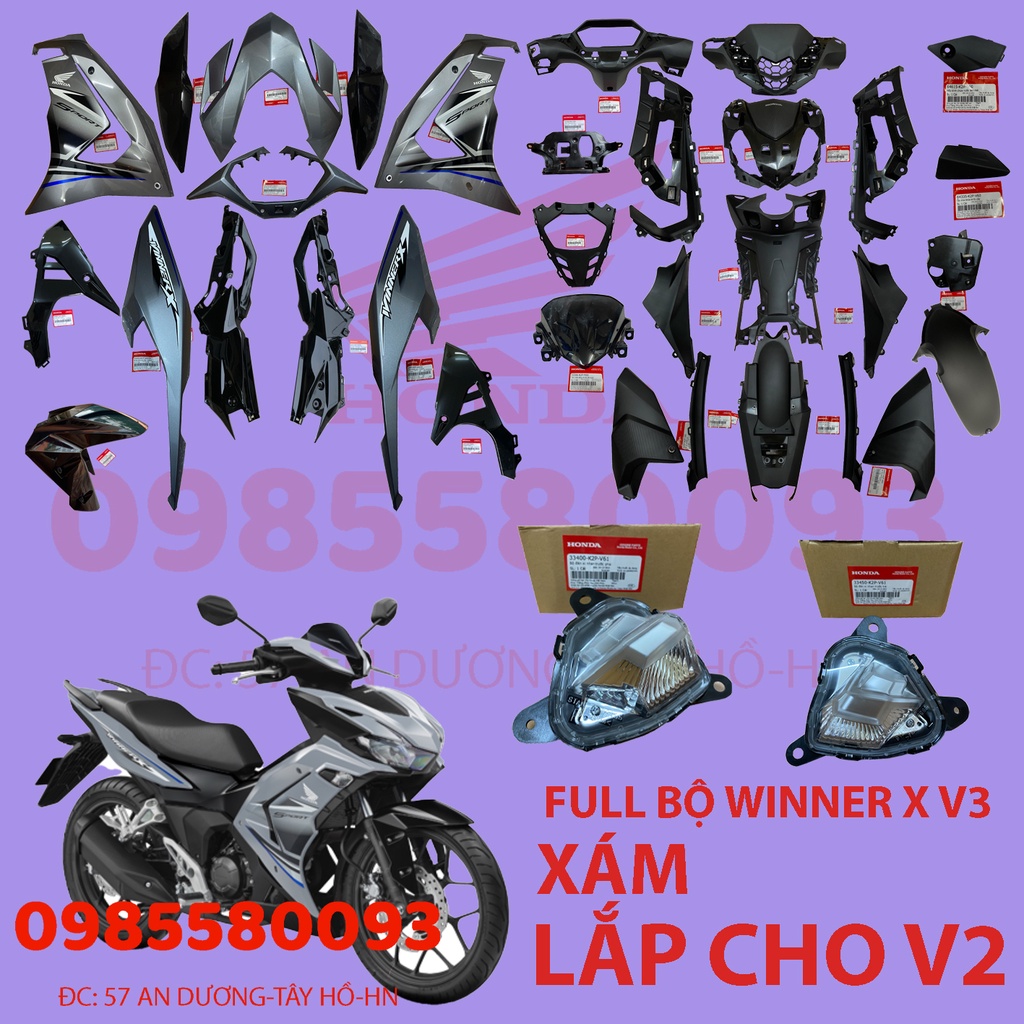 DÀN ÁO WINNER V3 2022 MÀU XÁM, CHÍNH HÃNG HONDA