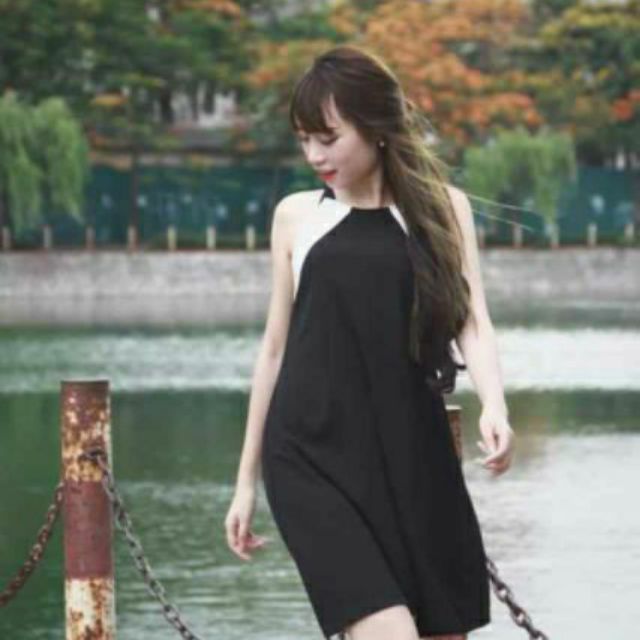 Lenkapas - Váy yếm phối màu đen trắng