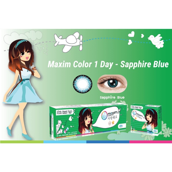 Kính áp tròng dùng 1 ngày Maxim Colors màu Sapphire Blue Hàn Quốc có độ ( 0.00 - 9.00)