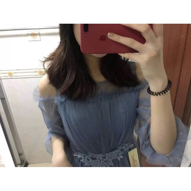 ♥️Đầm,Váy Ren Xếp Xanh XoèSize S->L