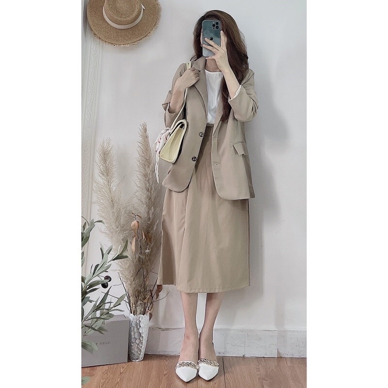 Áo Blazer Nữ Xanh Bơ 2 lớp Túi Nắp, Áo vest Hottrend 2022 MOA01 - Mono Boutique