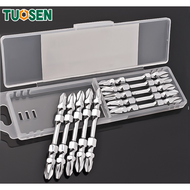 Hộp 10 mũi vặn vít 2 đầu TUOSEN - Có từ tính nam châm mạnh - Đầu bắn vít TUOSEN