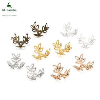 Set 100 Hạt Cườm Ba Lá Mạ Vàng / Bạc Kích Thước 16X16Mm