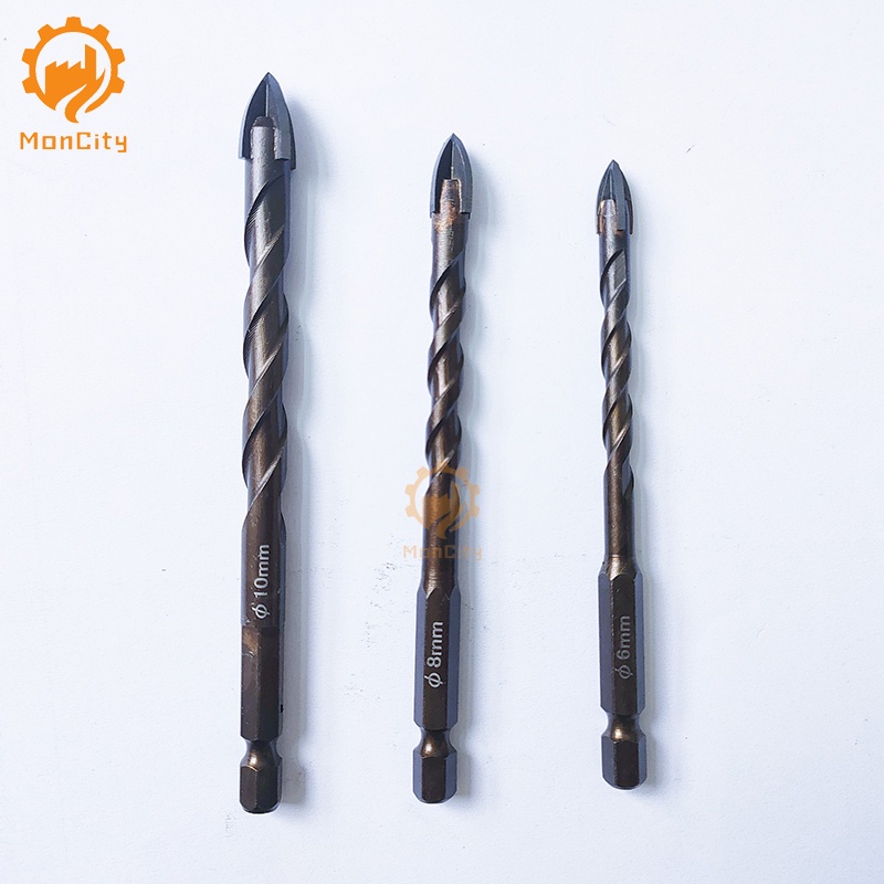 Combo 3 Mũi Khoan Đa Năng 4 Cạnh Chuôi Lục Giác RHINO 6ly 8ly 10 ly| Hàng Cao Cấp