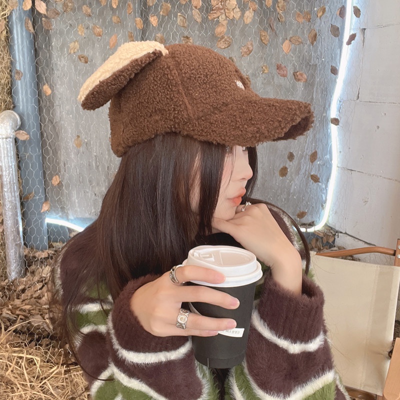 Mũ Lưỡi Trai Phối Lông Dày Dặn Ấm Áp Dễ Thương Phong Cách Hàn Quốc