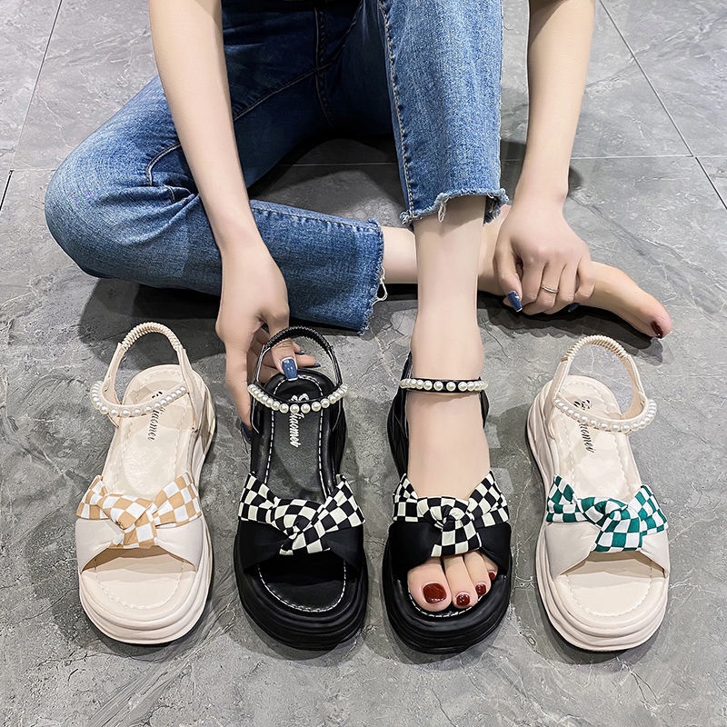 Giày Sandal Đế Xuồng Dày Dặn Tăng Chiều Cao Thoải Mái Phong Cách Roman Thời Trang Cho Nữ