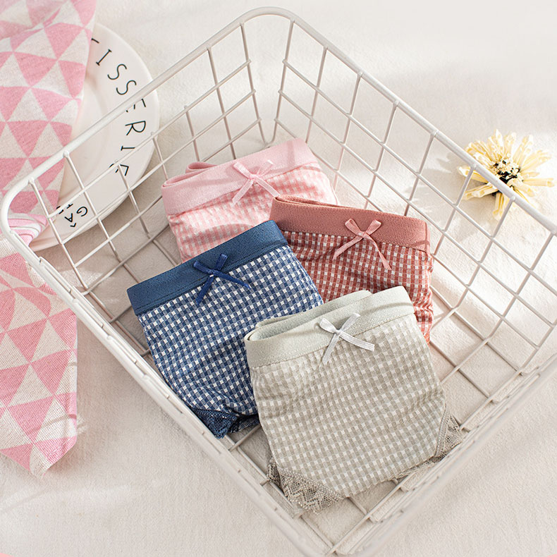 Quần lót cotton sọc ca-rô xinh xắn dành cho nữ | BigBuy360 - bigbuy360.vn