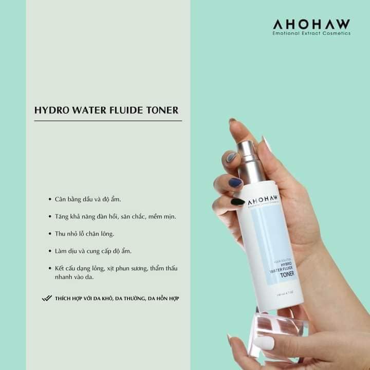 Toner cân bằng da và điều chỉnh độ ẩm HYBRID WATER FLUIDE TONER AHOHAW