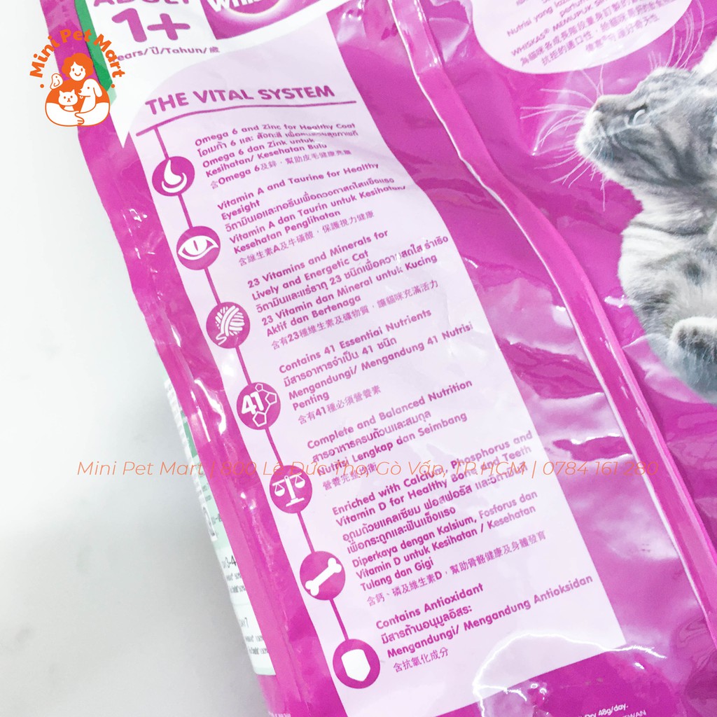 Thức ăn hạt cho mèo trưởng thành WHISKAS 1,2kg - Vị cá ngừ