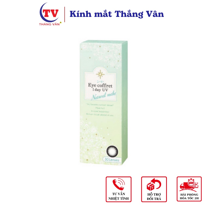 Kính áp tròng Eye coffret 1day UV SEED màu Natural Make loại dùng 1 ngày cận tới 12 độ, êm mát mắt, dưỡng ẩm cao cấp