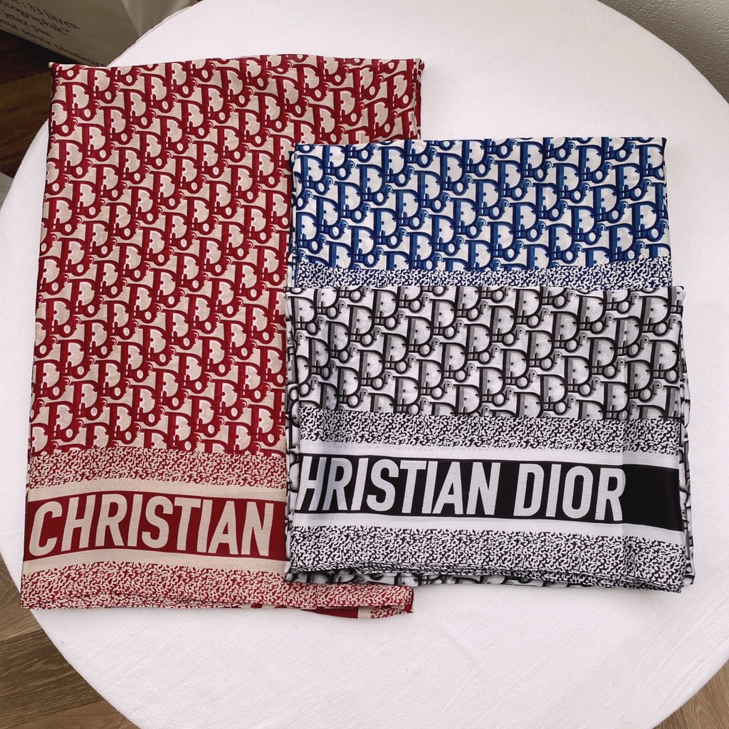 Khăn Quàng Cổ Chống Nắng Bằng Lụa In Chữ D Sang Trọng Thời Trang Đi Biển Hàng Mới 2022