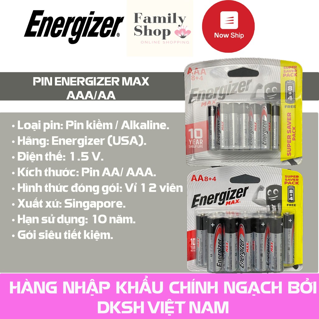 [Hàng Chính Hãng] Pin Max Energizer Các Loại: Pin D/ Pin C/ Pin AAA/AA (12 VIÊN/GÓI)