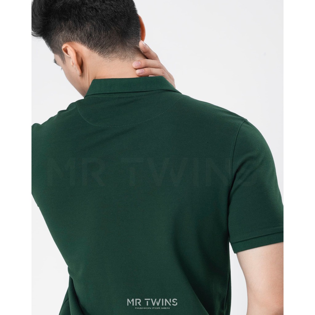 Áo Thun Polo Nam Cổ Bẻ Màu Xanh Két Vải Cotton Cá Xấu Thương Hiệu MrTwins®