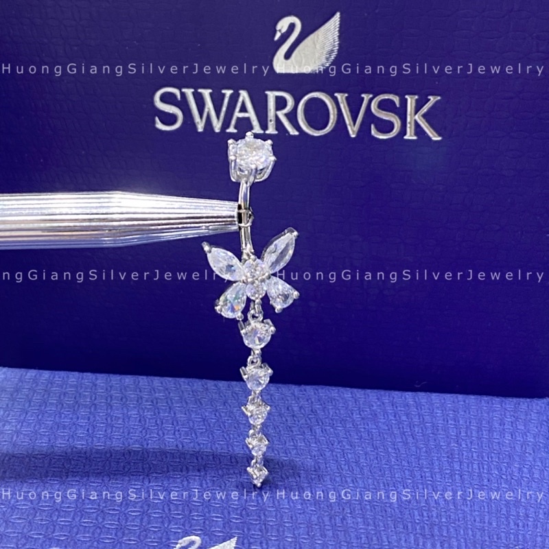 Khuyên rốn Bạc s925 Dáng Dài Xi Kim (92,5% bạc) -HuongGiangSilver