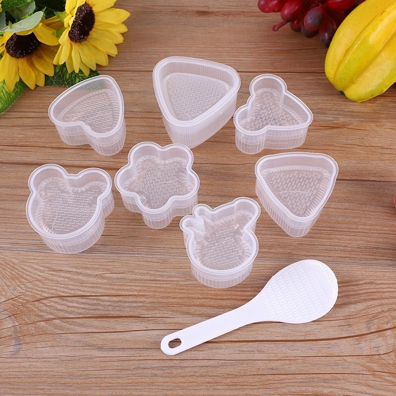 Tặng muôi xới SÉT 7 KHUÔN ÉP CƠM nhiều hình cho bé