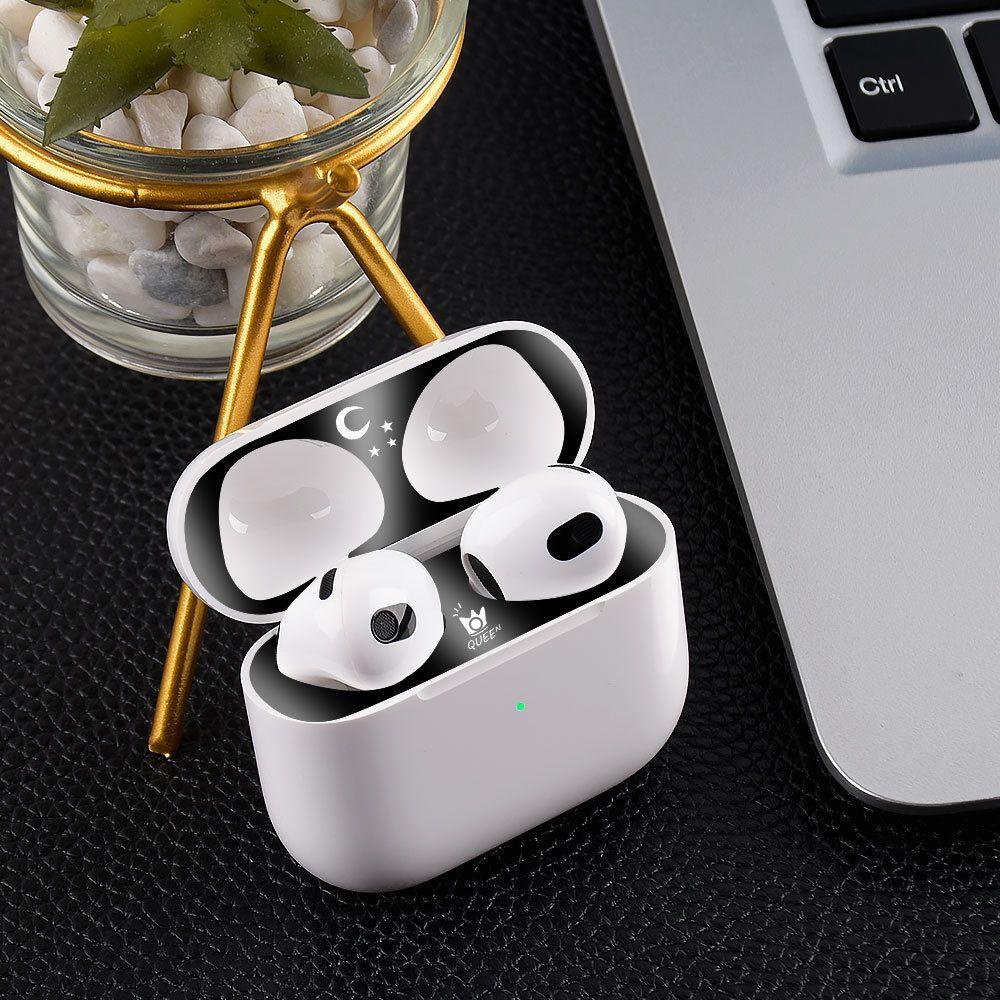 Miếng Dán Hộp Sạc Tai Nghe Bằng Kim Loại Chống Bụi Nhiều Màu Sắc