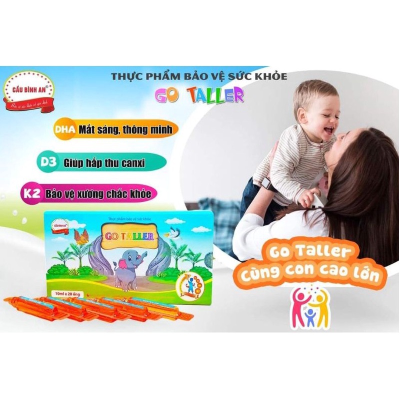 Go Taller Cầu Bình An - Giúp trẻ phát triển chiều cao, thông minh, khỏe mạnh. Bổ xung Canxi, Vitamin K2, Vitamin D3, DHA